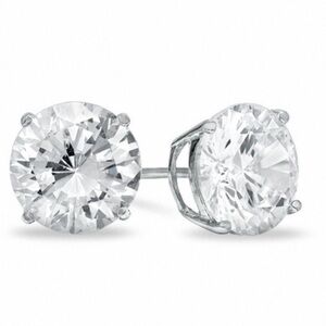 Renaissance Collection 14k White Gold CZ Stud Earrings